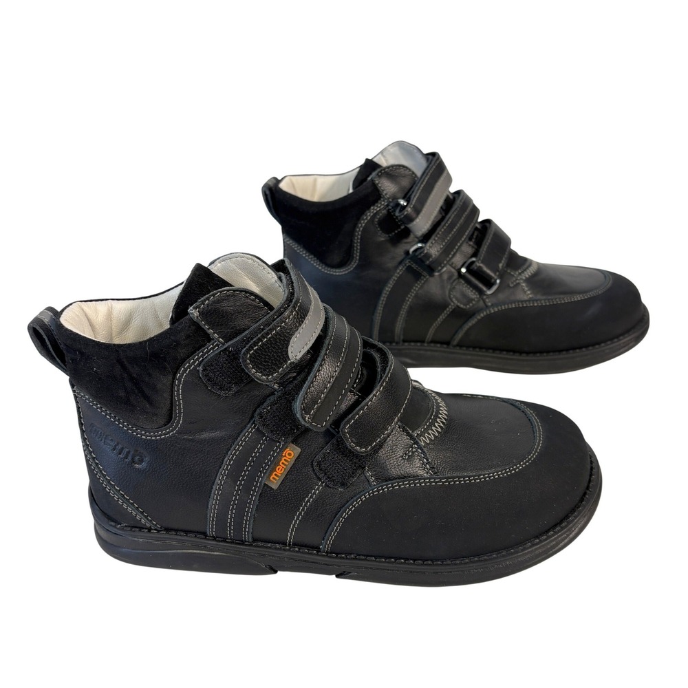 Memo Polo Orthopedic Boots Kids Size 35 3.5 Black Leather Triple Strap High Top